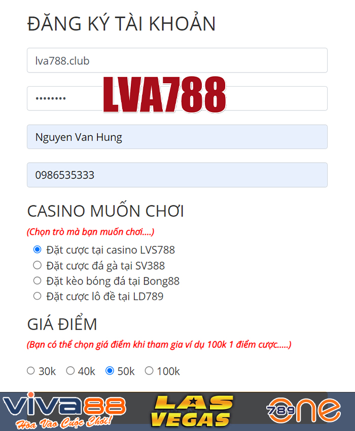 Đăng Ký Tài Khoản Lvs788